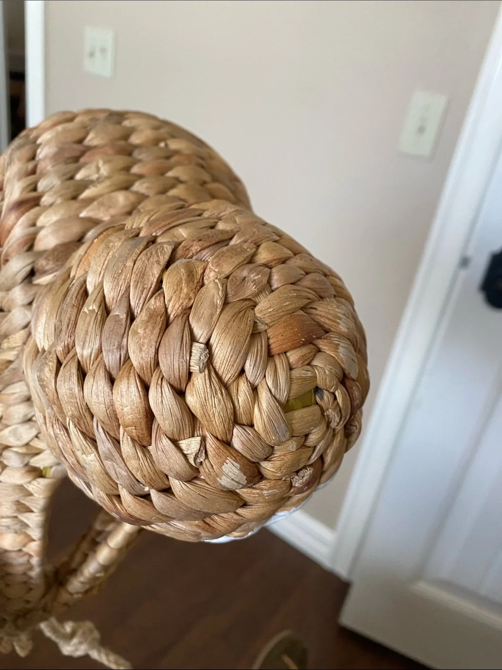 Pottery Barn Kids Brown and White Handwoven Hanging Basket with sloth Detail